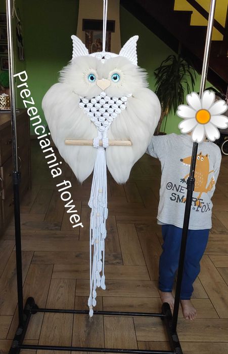 Sowa z makramy puchata kolory dowolne