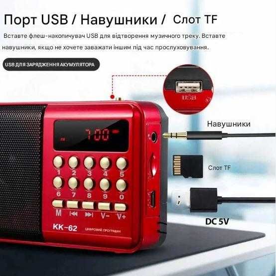 Радіоприймач портативний STONEGO FM радіо плеєр USB TF колонка приймач