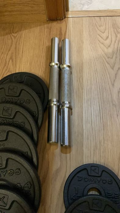 Discos de musculação + barras