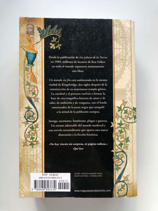 Livro "Un Mundo Sin Fin" de Ken Follett (Portes Gratuitos)