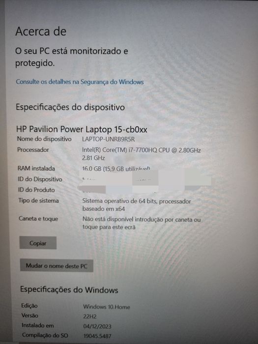 Portátil  HP Pavilion Power 15
