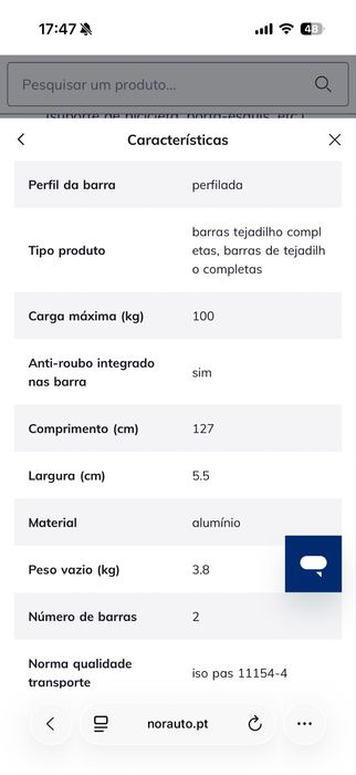 2 Barras Tejadilho da NORAUTO
