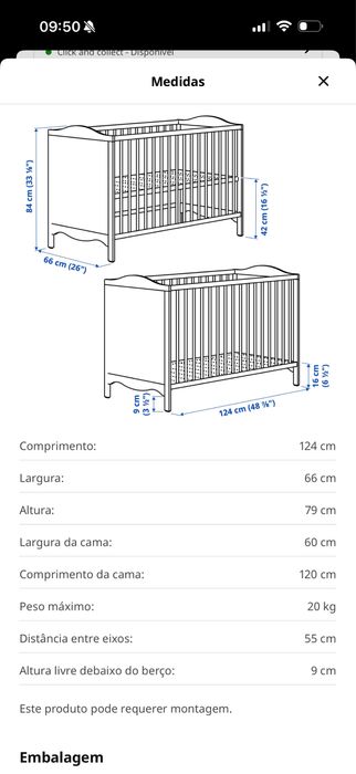 Berço ikea Smagora em perfeito estado