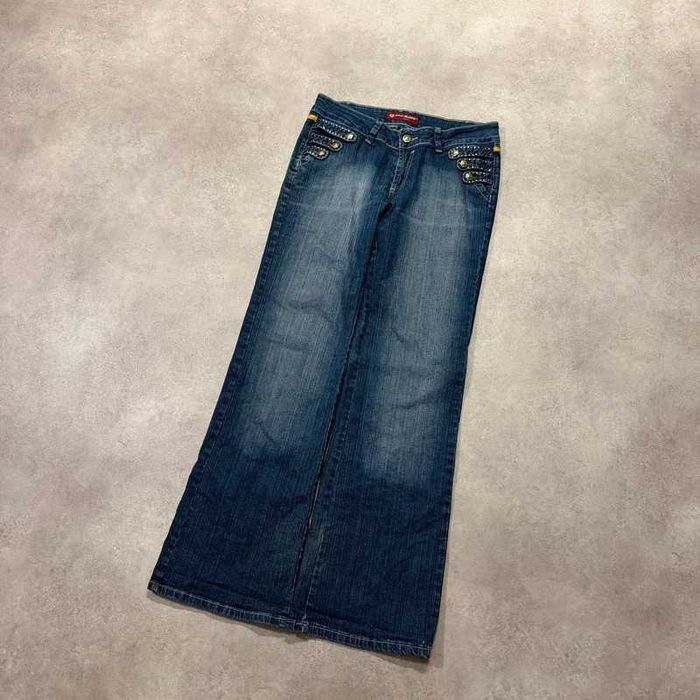 Vintage Spodnie Jeansy Y2K Denim Jeans Kryształki Coquette Swag Japan