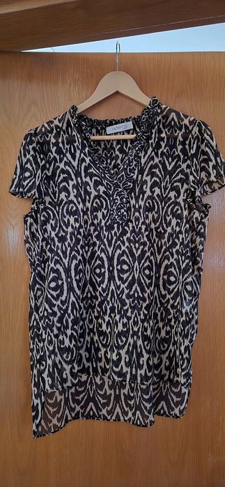 Blusa algodão em  tons de castanho