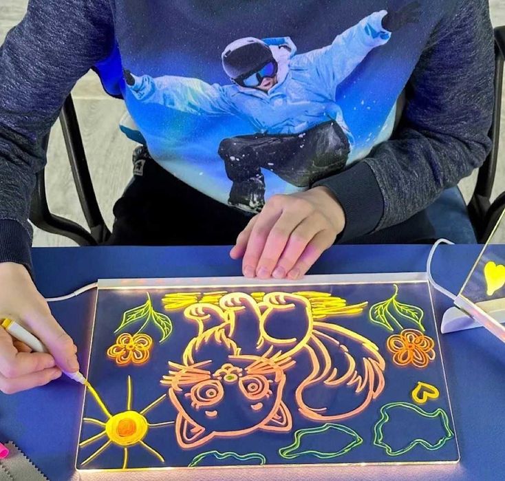 Tablica podświetlana do rysowania dla dzieci LED zmywalna pisaki