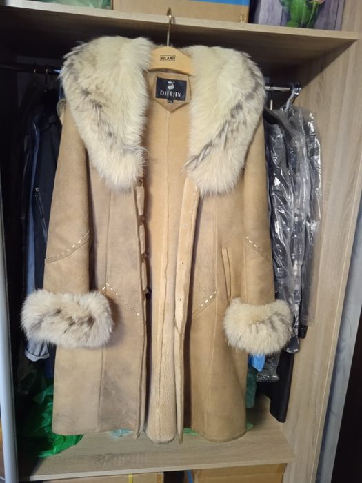 Дубленка женская искусственная с натуральным мехом