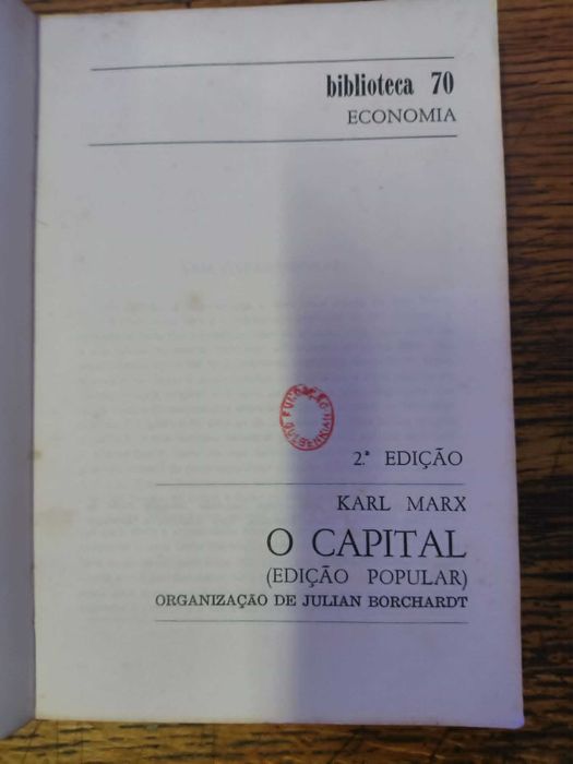Livro O Capital (Edição Popular) – Karl Marx (1974, 2.ª edição)