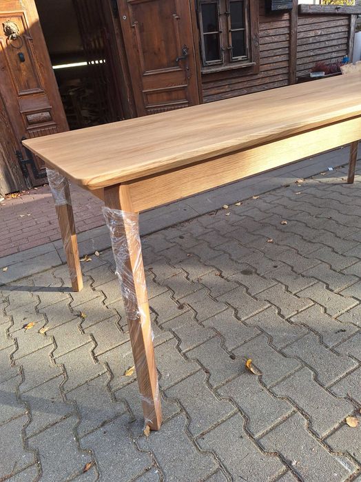 Stół dębowy prostokątny rozkładany - wkładka w stole