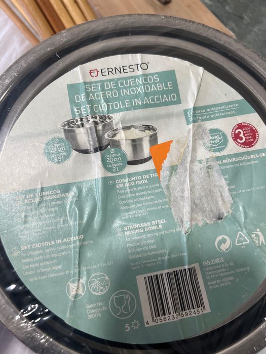 Conjunto de tigelas inoxidáveis