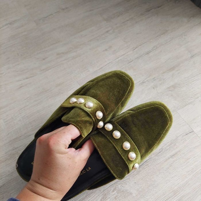 Klapki 39 Shein oliwka khaki aksamit