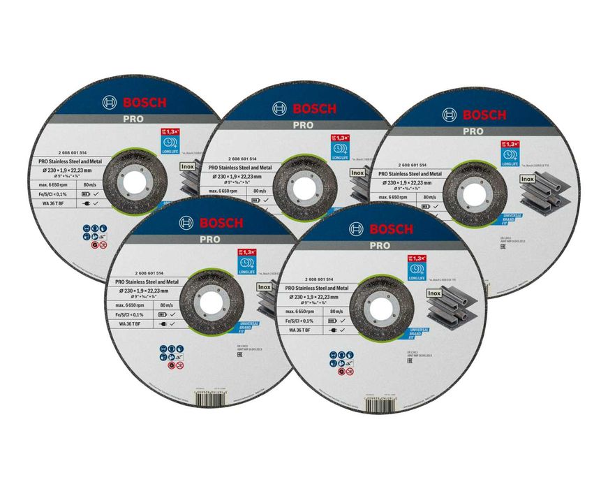 Bosch Tarcza Tnąca 230x1,9mm do INOX i Metalu 5 sztuk