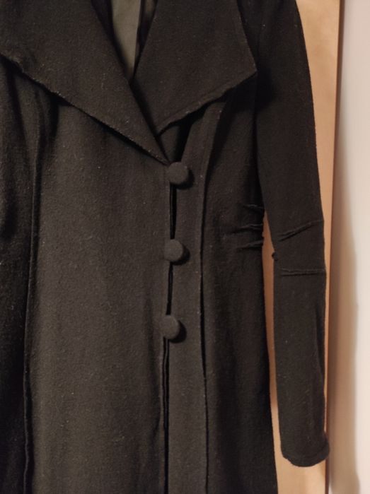 Płaszcz czarny wełniany 80% wełny rozmiar 38 Marks Spencer taliowany