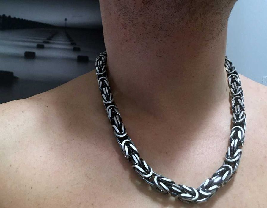 300g 10mm łańcuch bizantyjski królewski szlifowany srebro 925