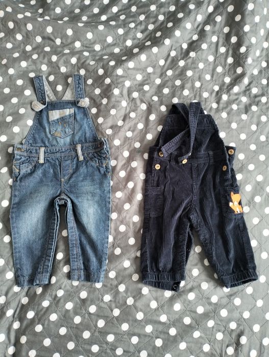 Ogrodniczki chłopięce, niemowlęce, jeans, granat, lupilu, r. 74