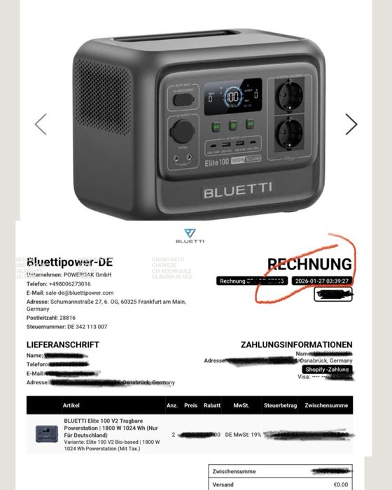 Офіційна Зарядна станція BLUETTI Elite 100V2. 1800 вт. Нова з Німечини