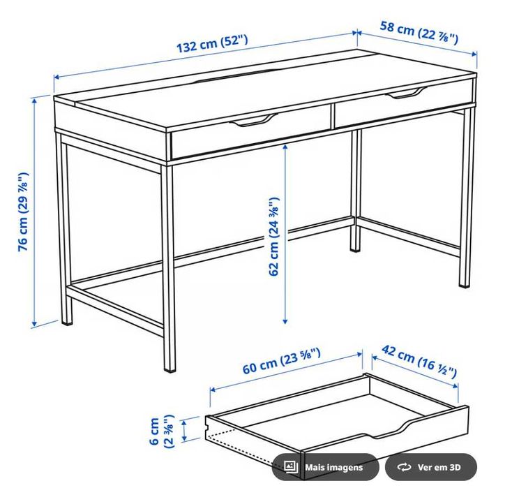 Secretária Alex 132x58 cm IKEA