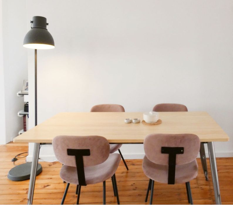 Mesa 6 pessoas de madeira com pé estilo industrial