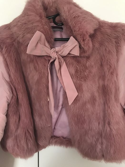 Różowe bolerko z futerkiem na sukienkę M