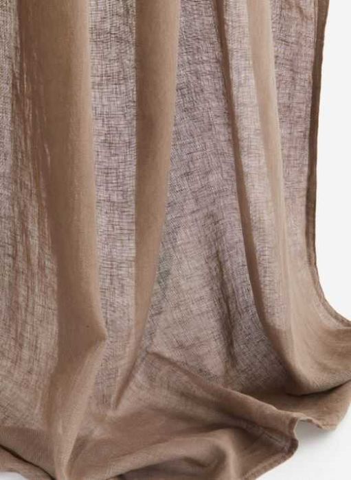 Zasłony HM len plus bawełna styl boho brąz 2pack