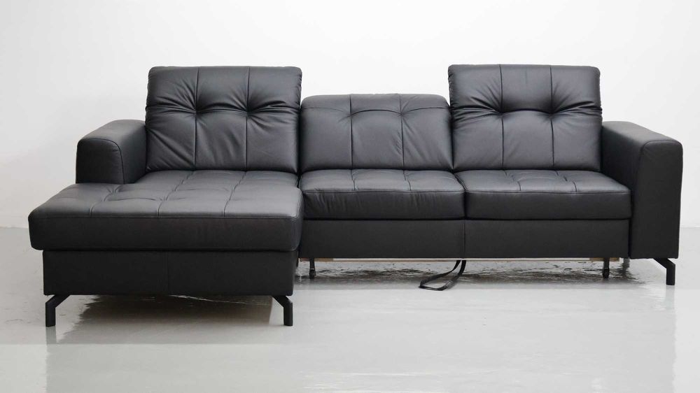 TLJ Narożnik funkcja spania skóra naturalna pojemnik regulowane zagłow