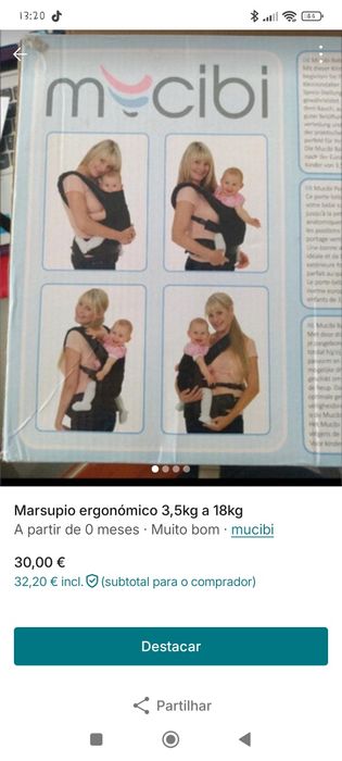 Marsupio para bebé dos 3kg aos 18kg