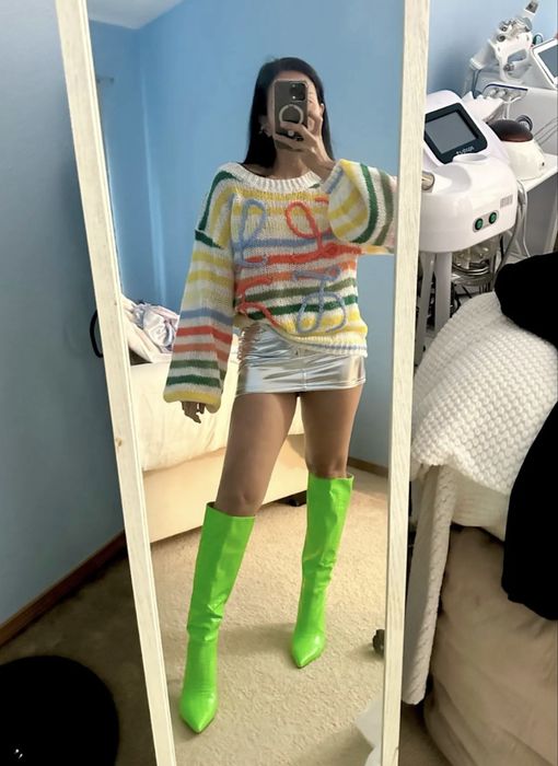 Новорічна шкіряна срібна спідниця /Новогодняя кожаная серебряная юбка