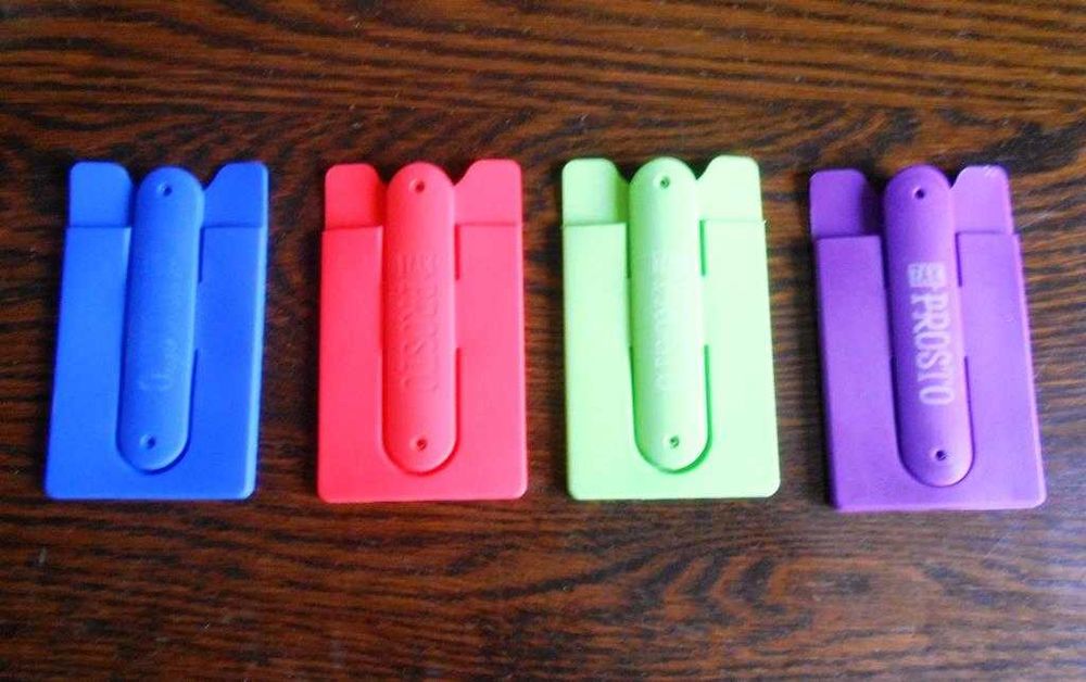 Uchwyt etui na karty, na telefon, "plecki" - 30 szt. różnokolorowe