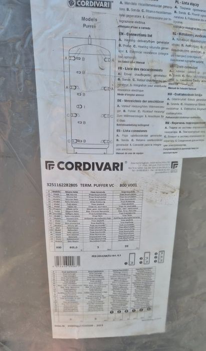 Bufor ciepła Cordivari Puffer VC 800 l