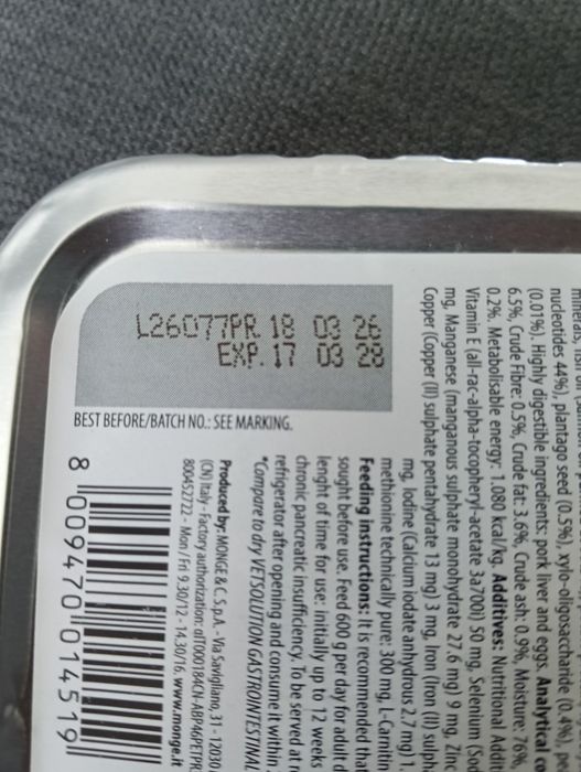 Comida húmida Monge VetSolution Gastrointestinal para cães, 150gr