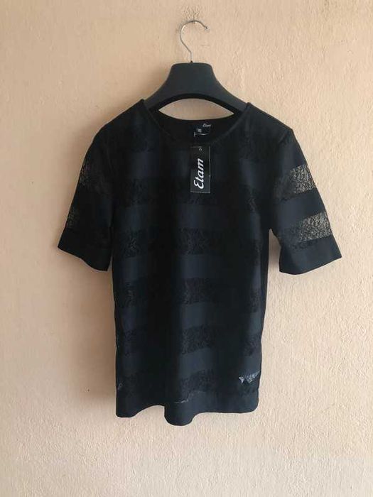 Etam - nowa bluzka z koronkowymi wstawkami (XS/S)