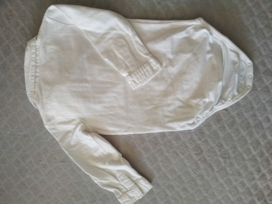 Komplet chłopię chrzest r.74 Body spodnie sweter kaptur wiosna Artex