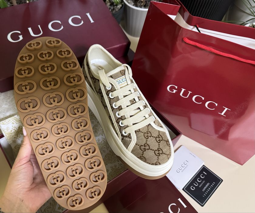 Кеди на платформі коричневі гуччи люкс