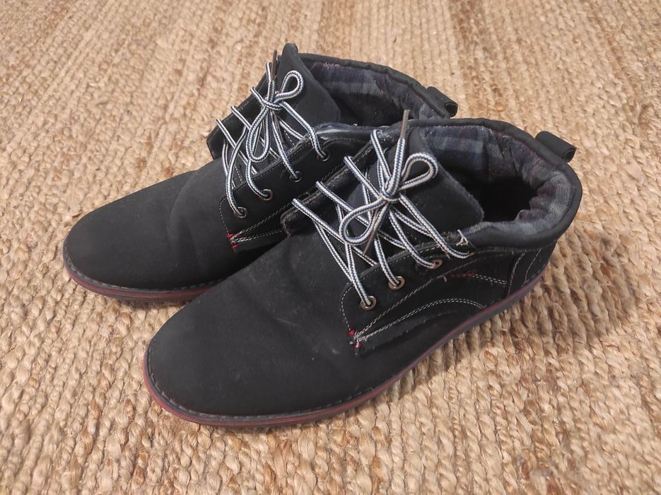 Buty zimowe zamszowe Gino Lanetti rozm. 44 wkładka 28cm za kostkę