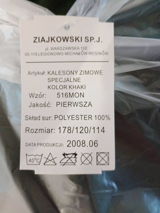 Kalesony zimowe specjalne wojskowe wz.516/MON