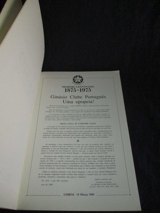 Livro do 1º Centenário 1875 a 1975 Ginásio Clube Português