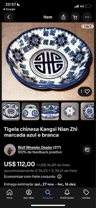 Par de taças chinesas Kangxi Nian Zhi seculo 19
