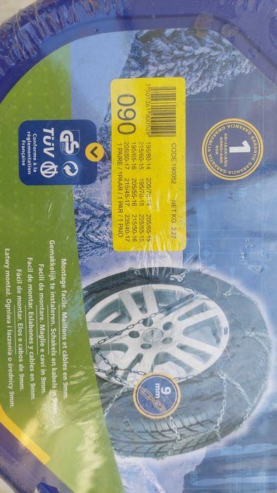 Correntes metálicas para neve novas com embalagem de origem e seladas