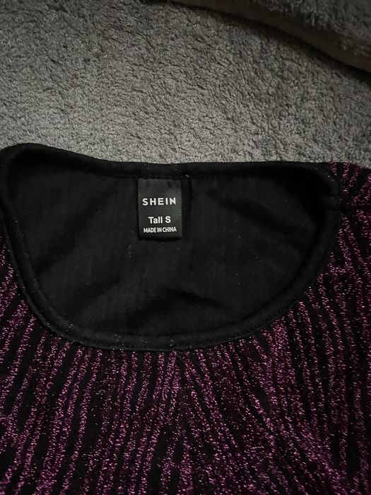 Komplet imprezowy brokatowy crop top + spodniczka Shein S