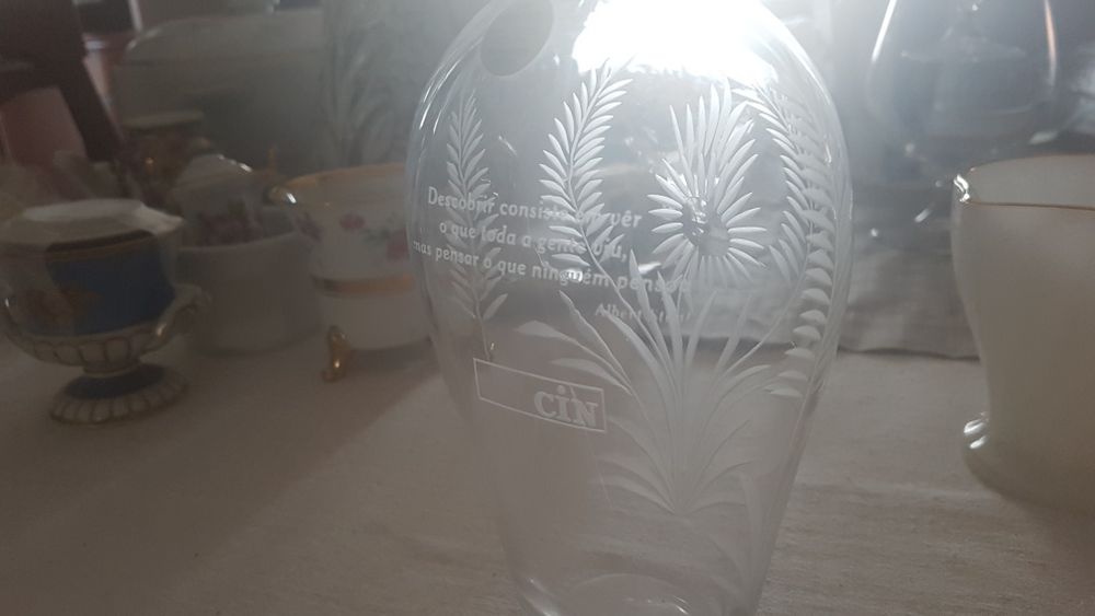 frasco jarro cristal LM CRISTAIS Marinha Grande par jarras jarra prata