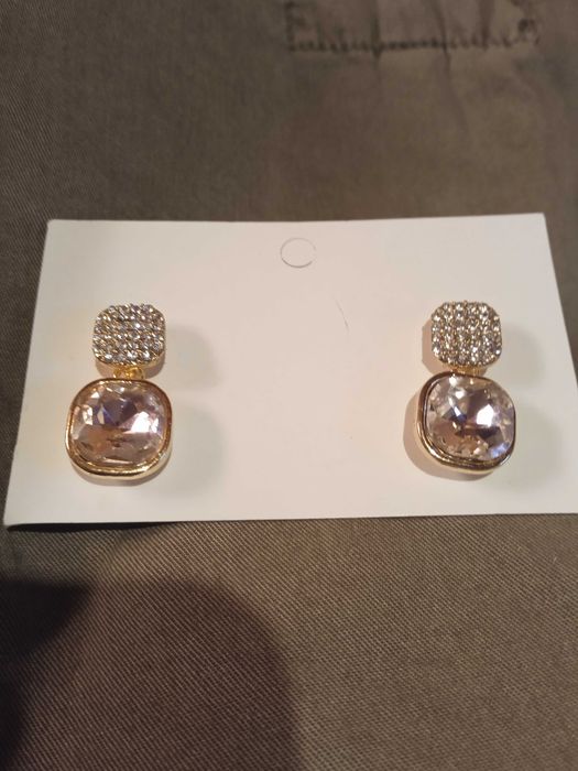 Kolczyki . Swarovski, pudrowy róż