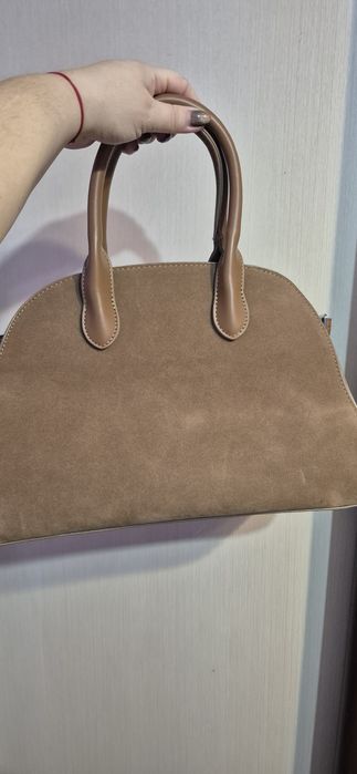 Замшева сумка з вставками еко шкіри