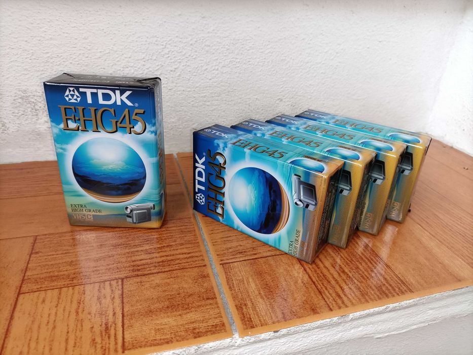 5 cassetes de vídeo TDK EHG45 VHS-C novas
