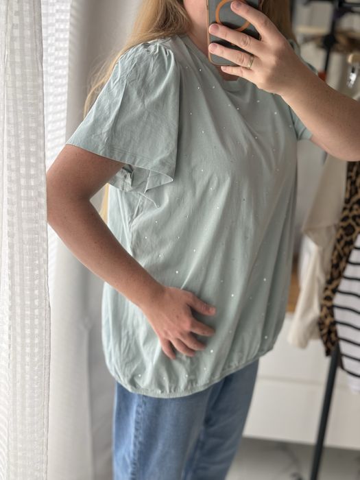 NEXT MIĘTOWA BLUZKA Z OZDOBNYMI kryształkami plus size 50 52