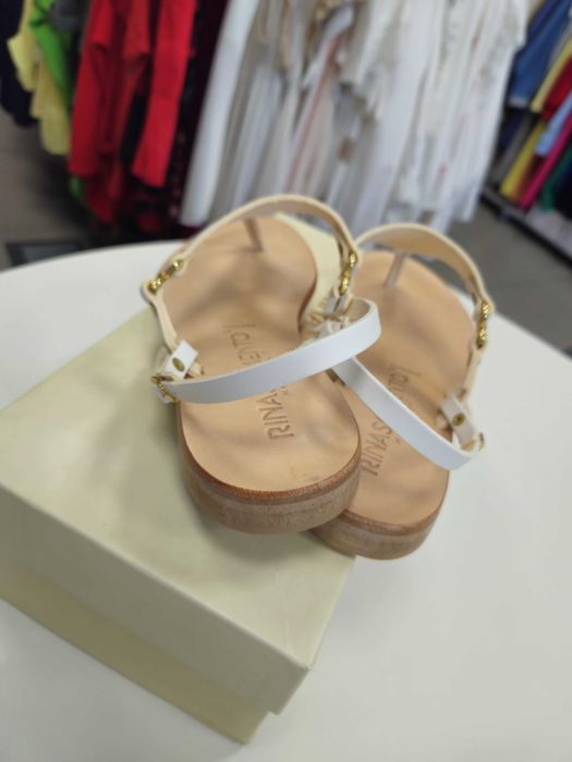 Sandały białe Rinascimento r. 38 Italy, skóra outlet !!!