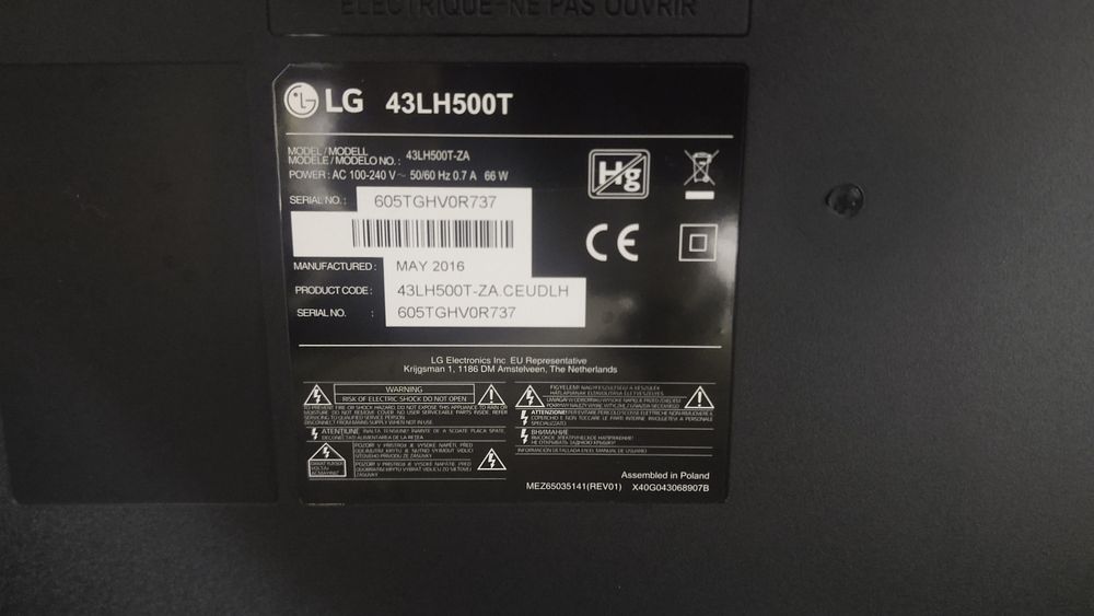 Telewizor LG 43LH500t Full HD HDMI LED + nowy dekoder DVB-T2  DOWÓZ