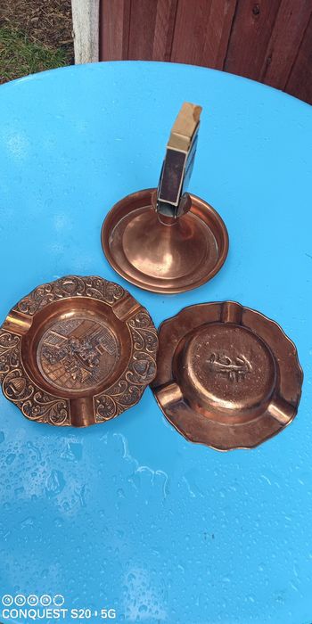 Спичечник и пепельницы медь Швеция