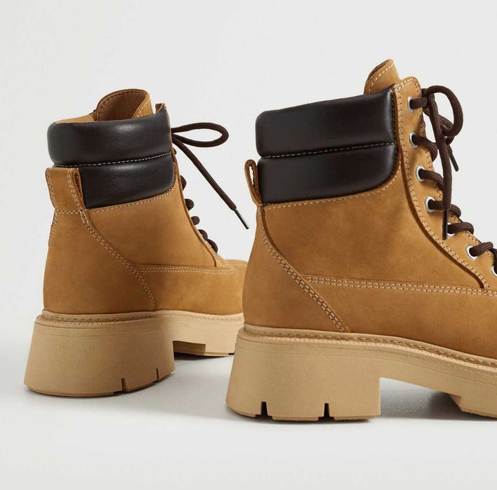 MANGO trekkingowe boots karmel NOWE 100% skóra naturalna 37