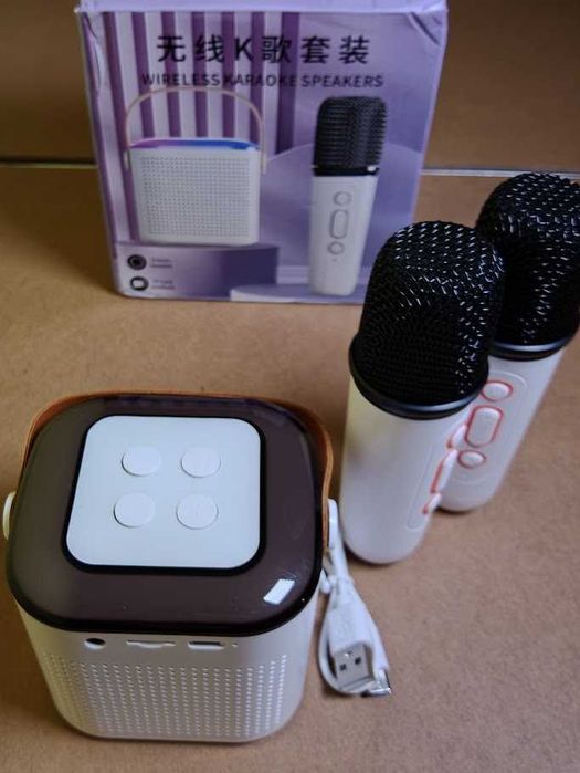 Altifalante com 2 Microfones Sem Fios / Karaoke Y1 NOVO