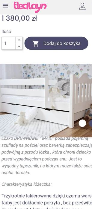 Łóżko dziecięce drewniane 160 x 80